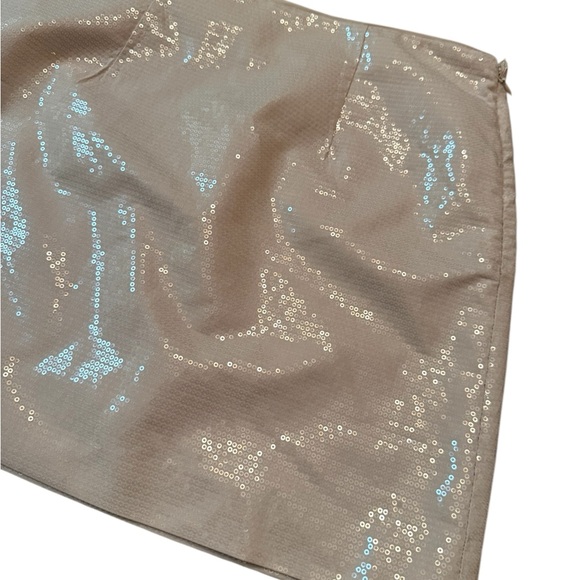 Sequin Mini A-Line Skirt Cream Women's Size 6 - Picture 6 of 8
